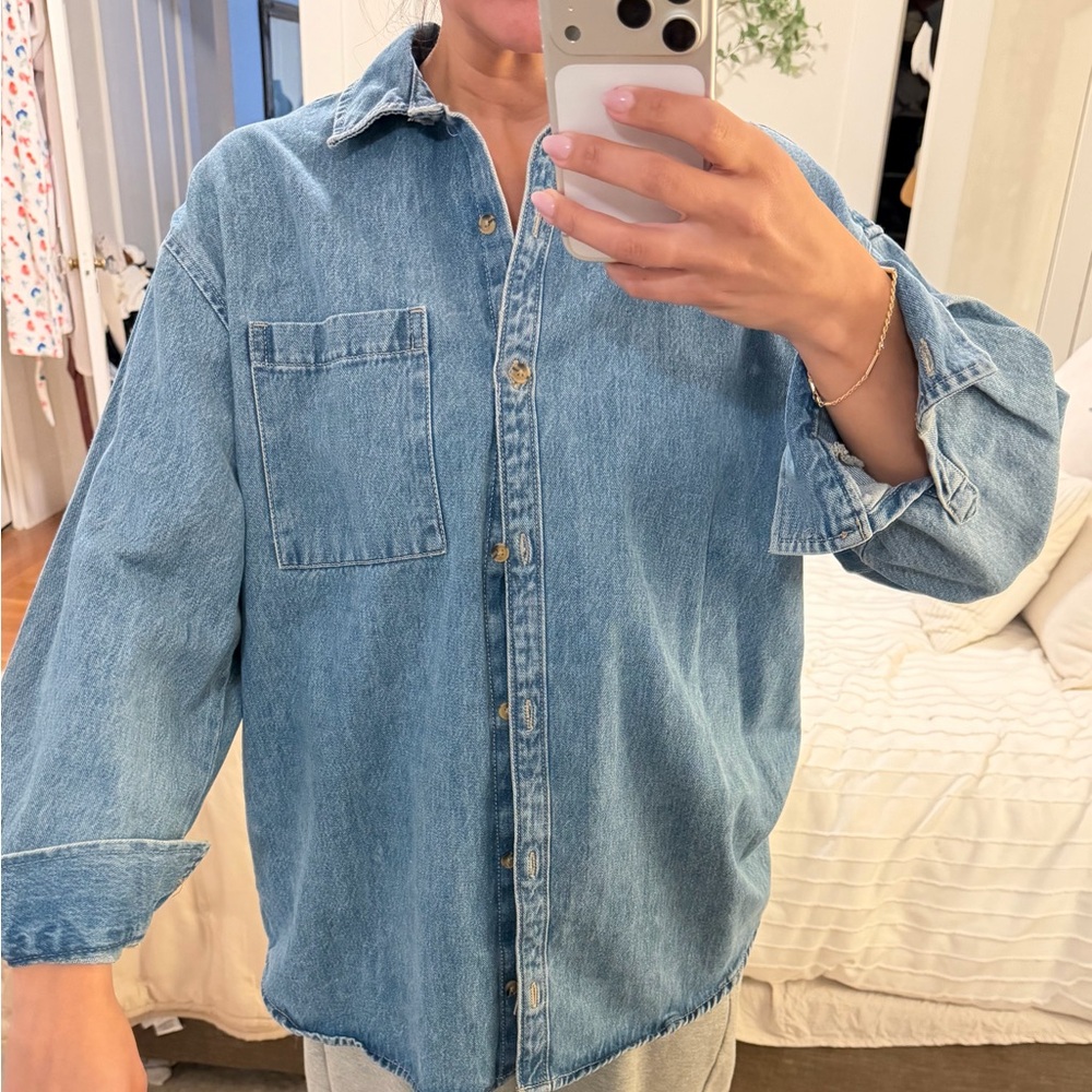 Light Wash Denim Button-Up Shirt